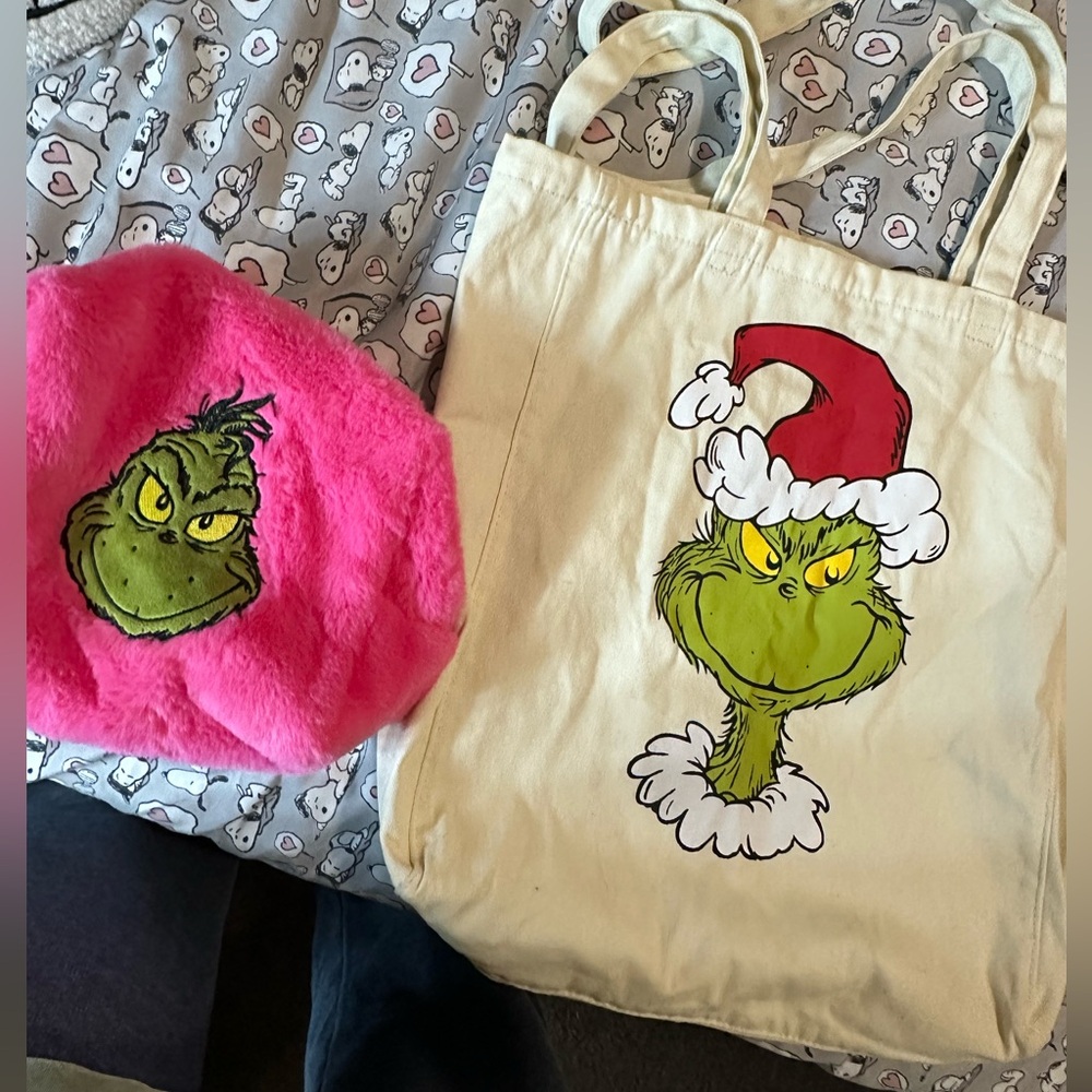 Grinch Tote and Makeup Bag